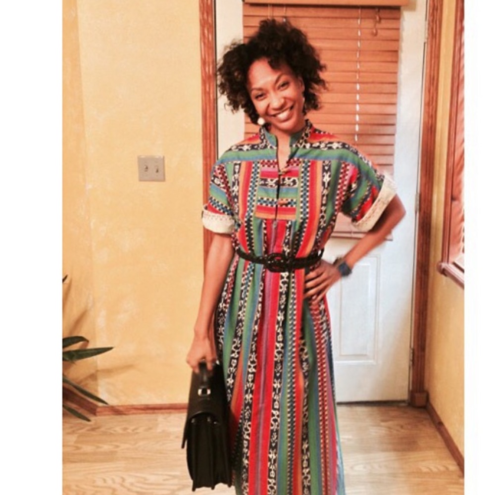 1960s Vintage “tribal” print duster style dress
